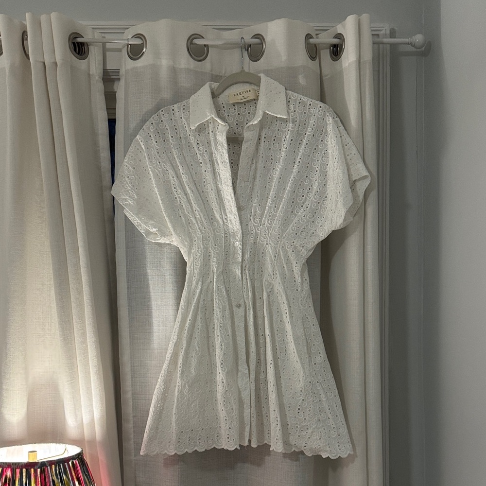 Elegant White Eyelet Dress